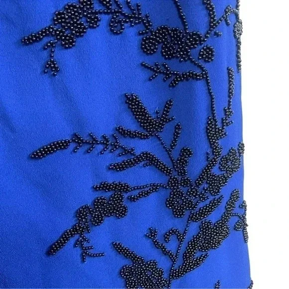 NWT JS Collection Blue Beaded Evening Cocktail Dress Size 12 - Picture 6 of 15